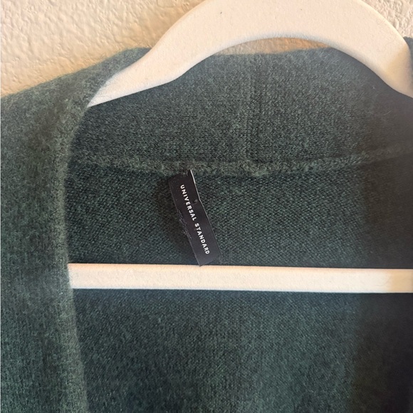 Open Front Long Green Cozy Merino Wool Blend Cardigan - Comfy Layering 1X - Picture 8 of 9